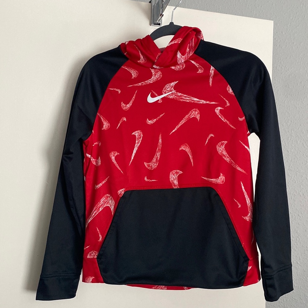 Boys Nike Hoodie, Size Large, Red, Black, and White